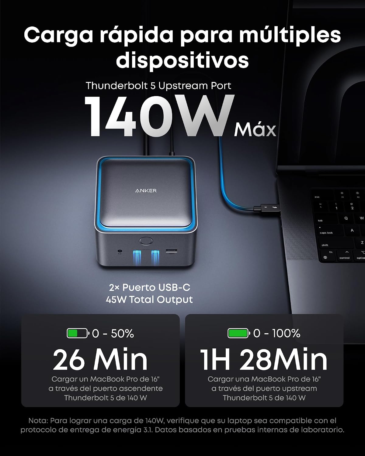 Anker Prime TB5 Docking Station 14 en 1, 120 Gbps, pantalla 8K