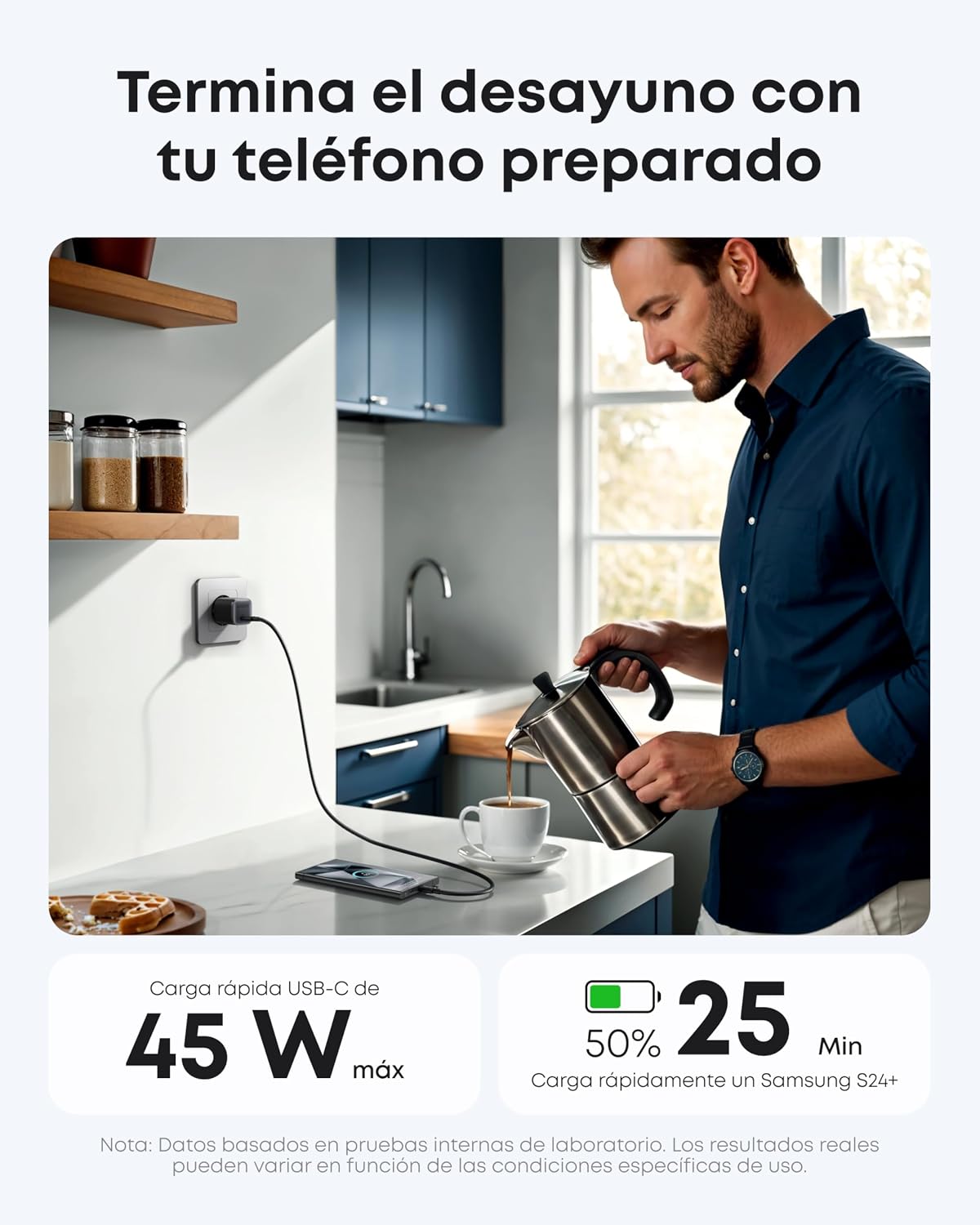 Cargador Anker Nano (45 W, con cable USB-C de 180 cm)