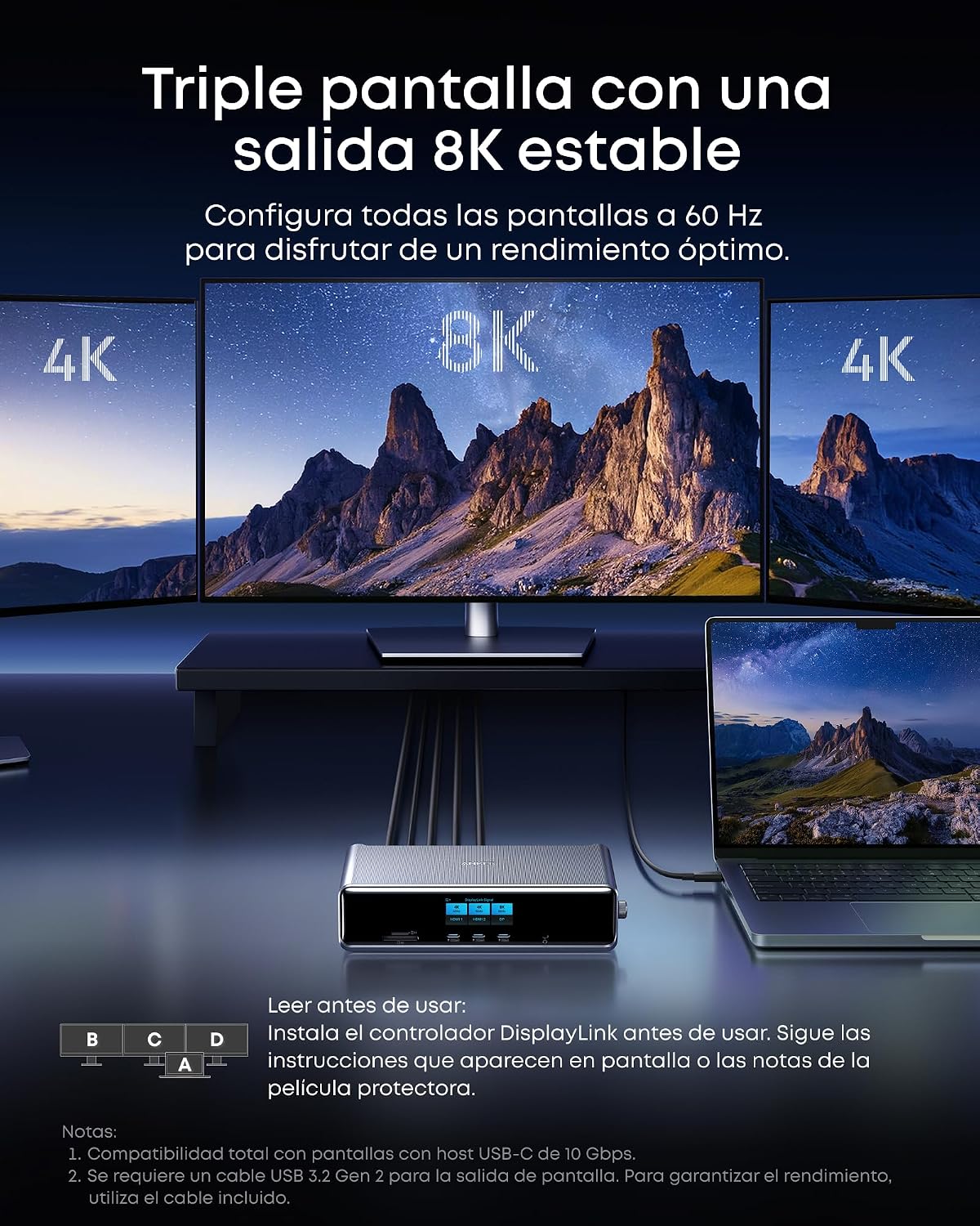 Estación de acoplamiento Anker Prime (14 en 1, triple pantalla, MST)
