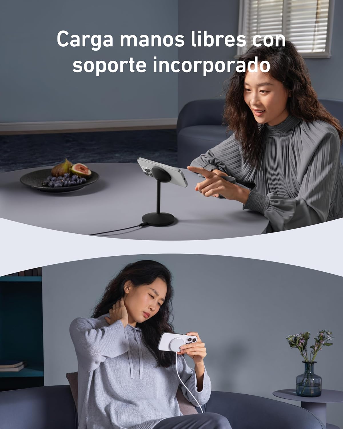 Cargador inalámbrico Anker MagGo (con soporte,15W)