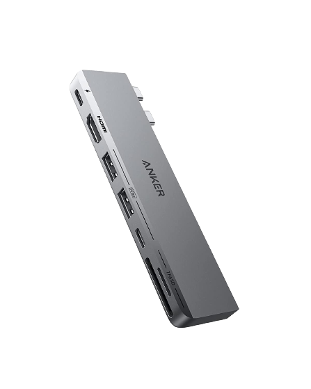 Hub USB-C Anker 547 (7 en 2, para MacBook, en color gris)