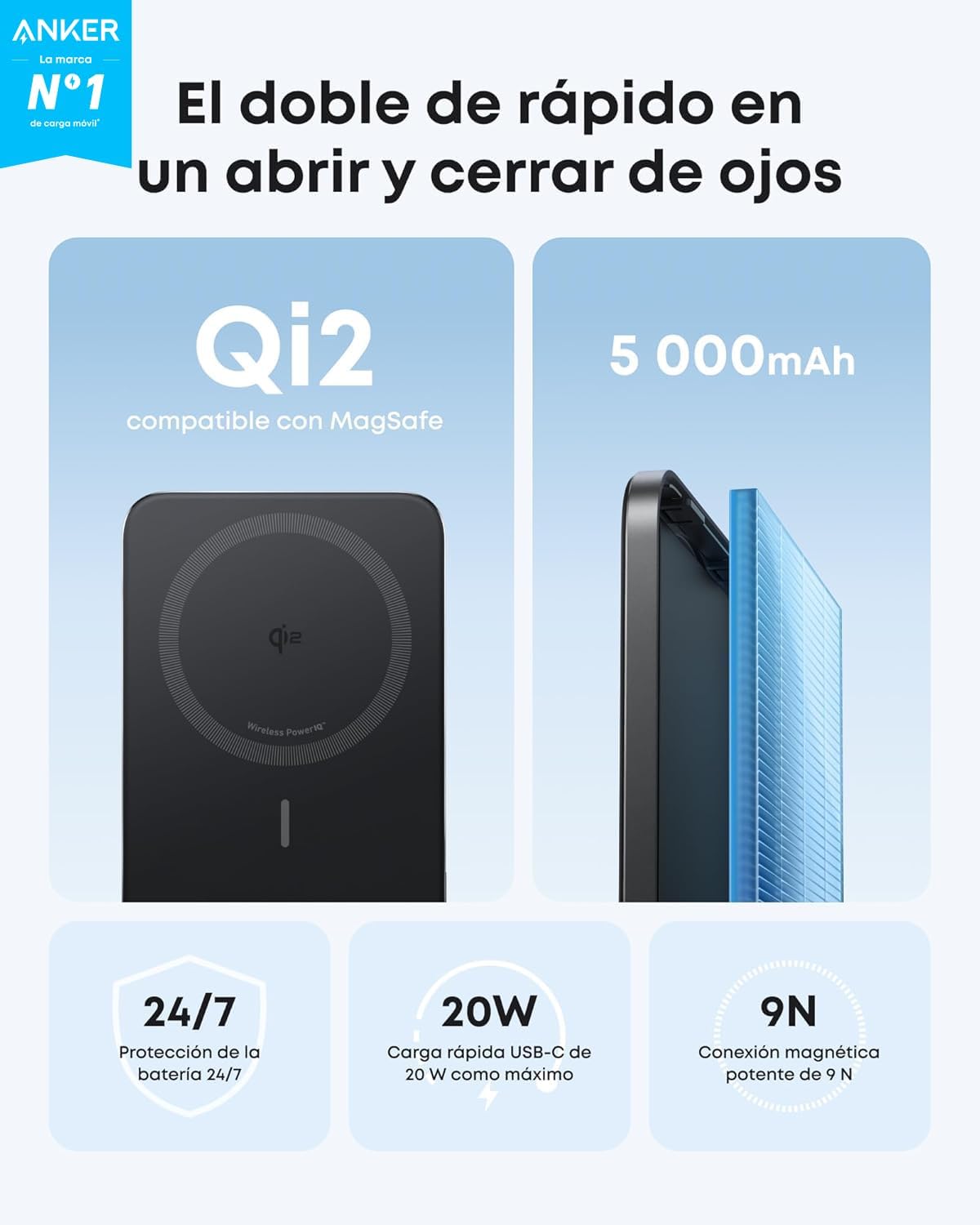 Anker Nano Power Bank MagSafe Qi2 15W 5000 mAh (Reacondicionado)