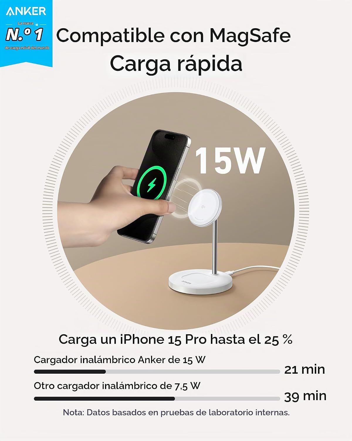 Cargador inalámbrico Anker MagGo (soporte 2 en 1)