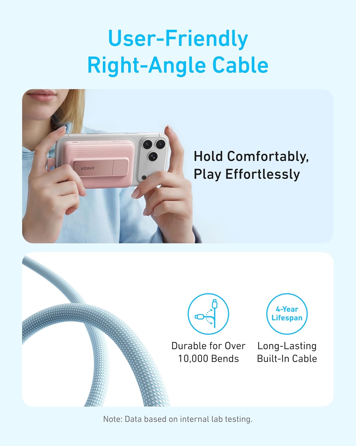 Batería externa Anker Zolo (10 000 mAh, magnética, cable USB-C integrado)