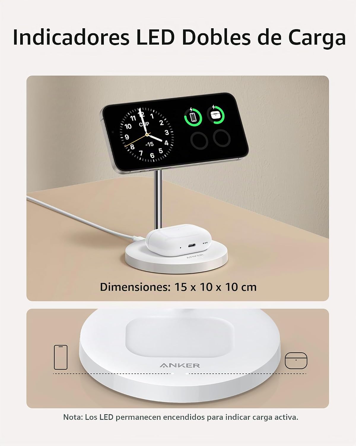 Cargador inalámbrico Anker MagGo (soporte 2 en 1)