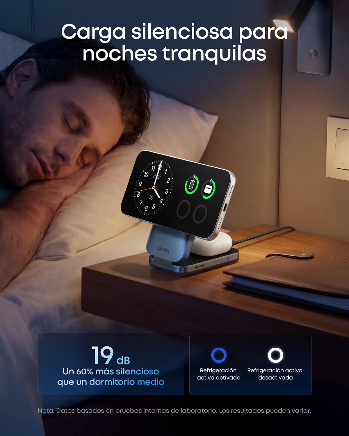 Anker Prime Cargador Inalámbrico iPhone 3 en 1 Plegable Qi2.2 25W, AirCool