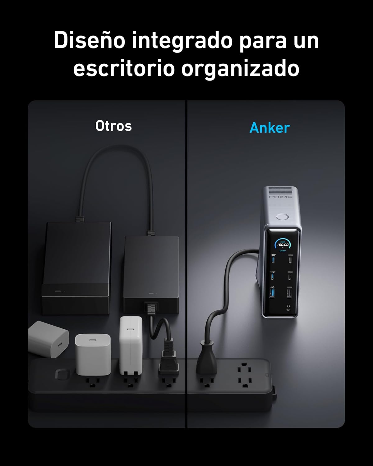 Base de carga Anker Prime (14 en 1, doble pantalla, 160 W)