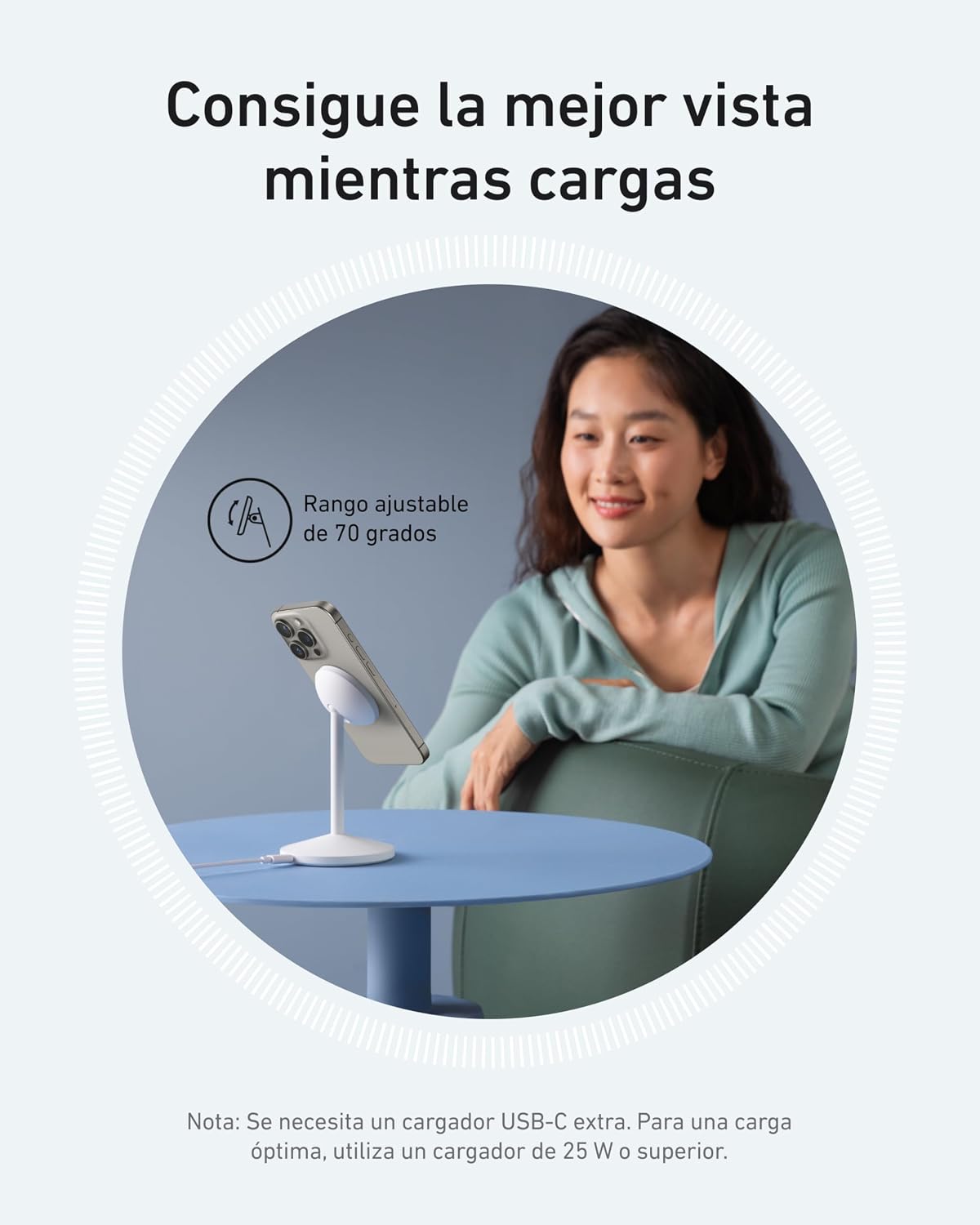 Cargador inalámbrico Anker MagGo (con soporte,15W)