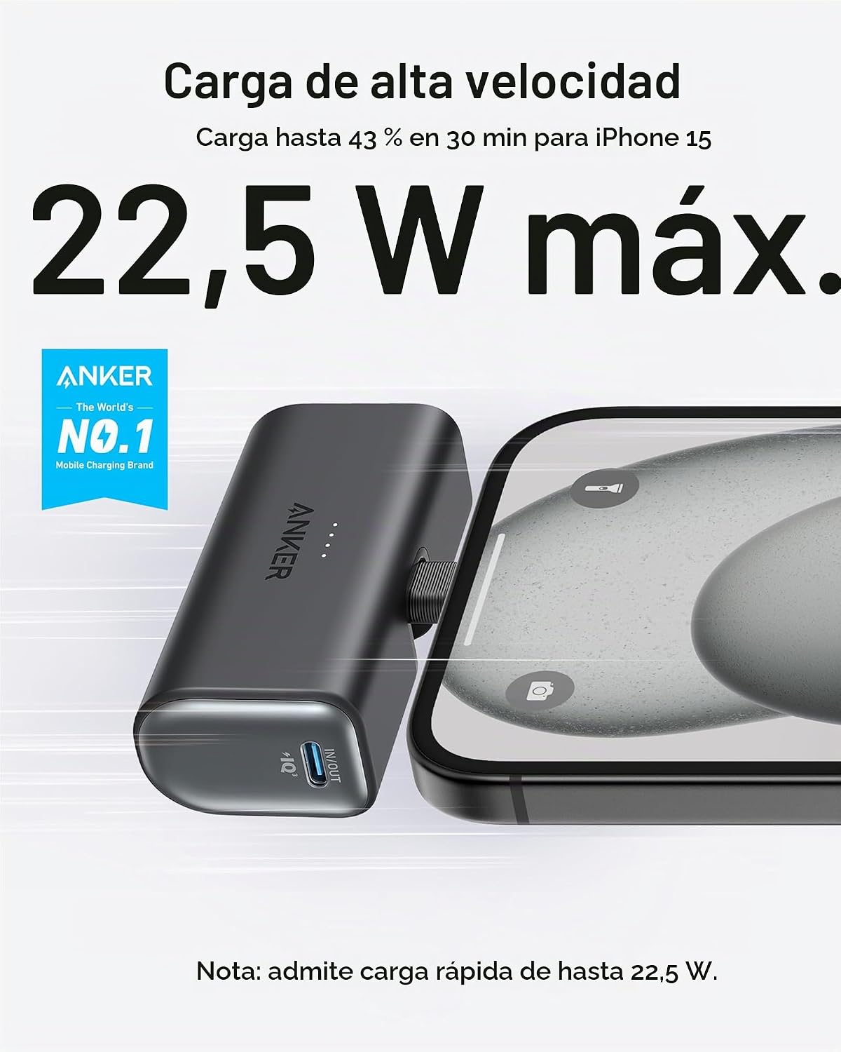 Anker Nano Power Bank 5000 mAh 22,5 W con Conector USB C Plegable