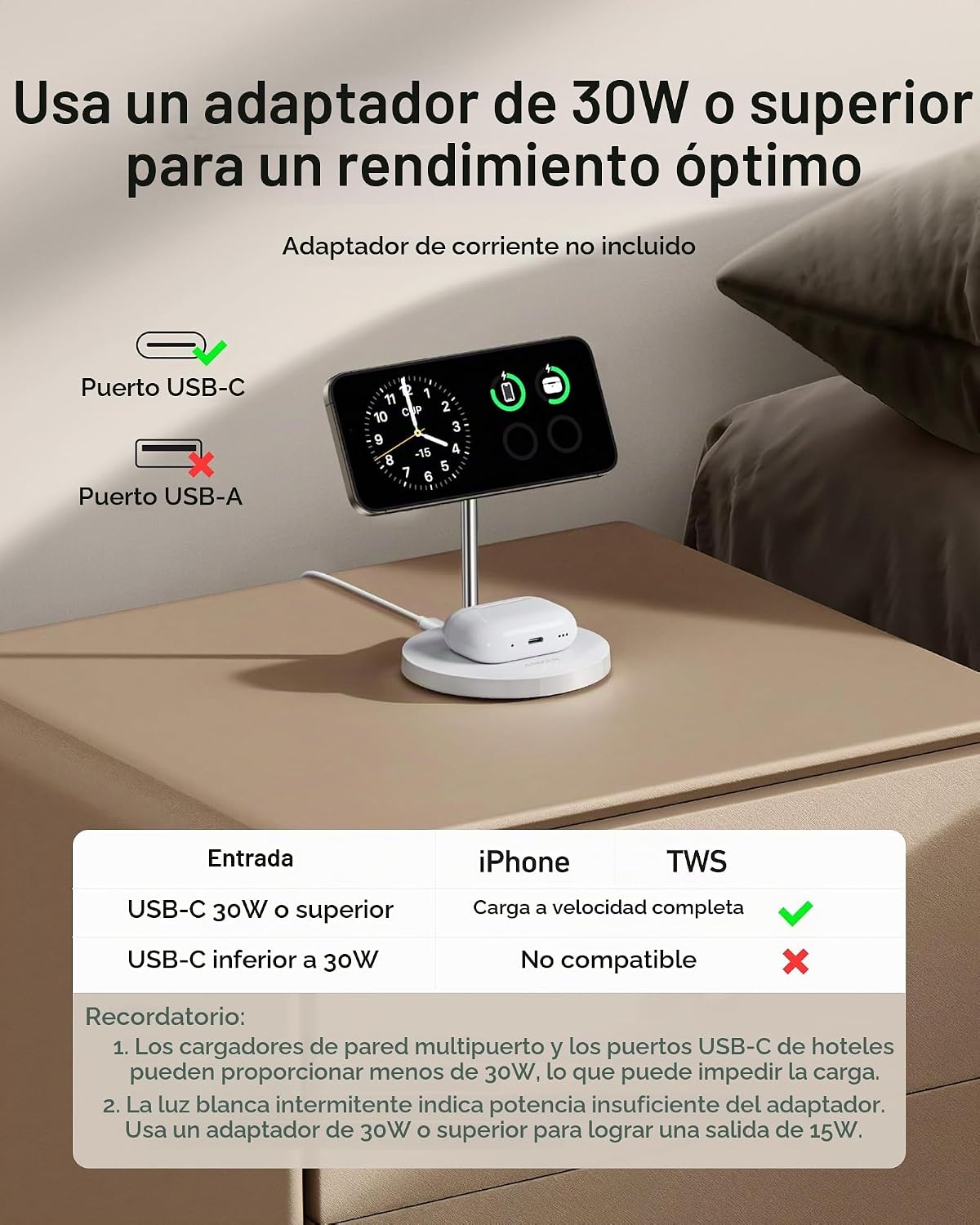 Cargador inalámbrico Anker MagGo (soporte 2 en 1)