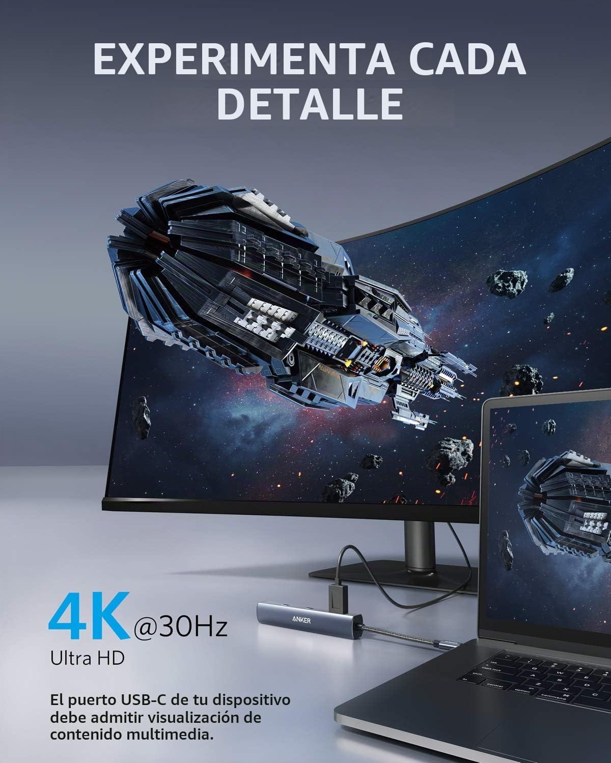 Anker PowerExpand Hub USB C 6 en 1, HDMI 4K, Ethernet 1 Gbps
