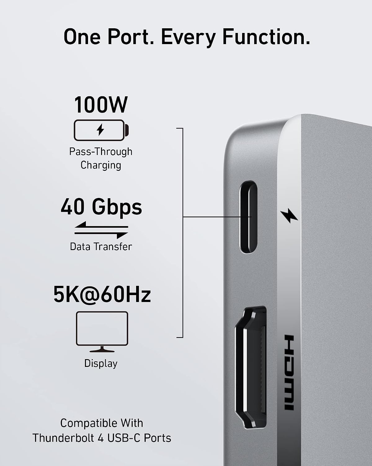 Hub USB-C Anker 547 (7 en 2, para MacBook, en color gris)