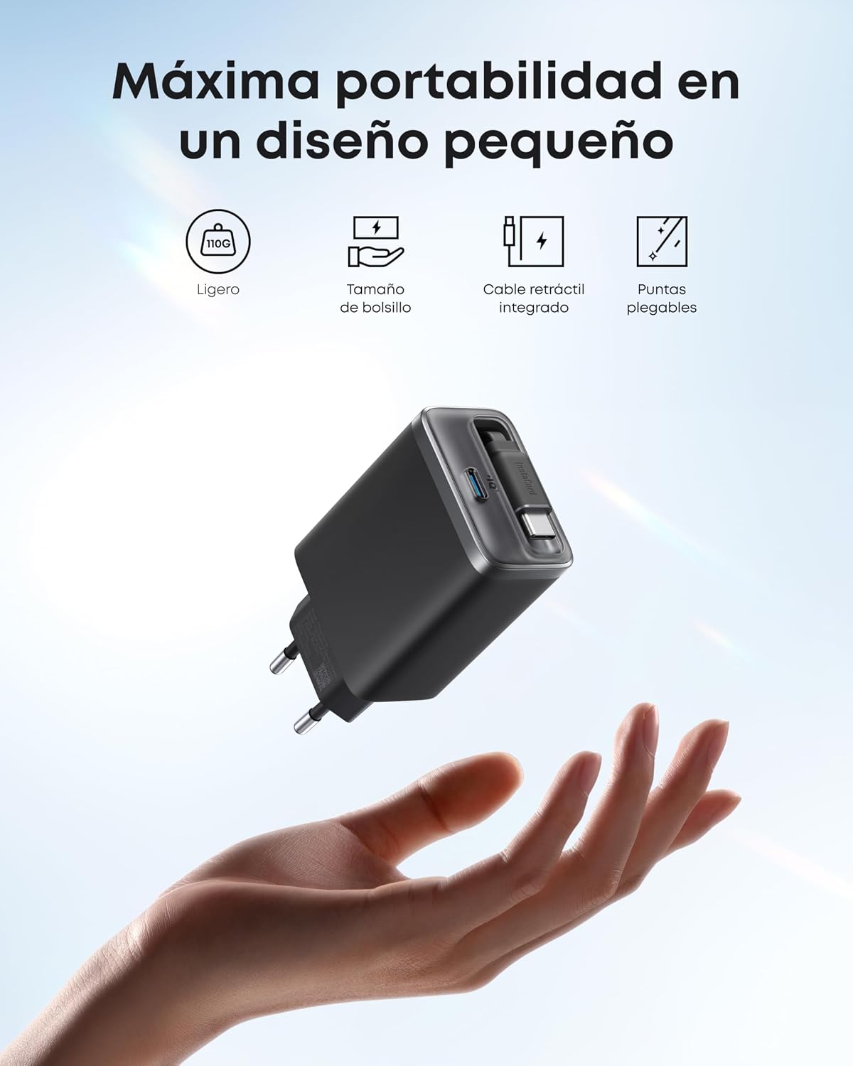 Cargador Anker Nano (35 W, cable USB-C retráctil integrado)