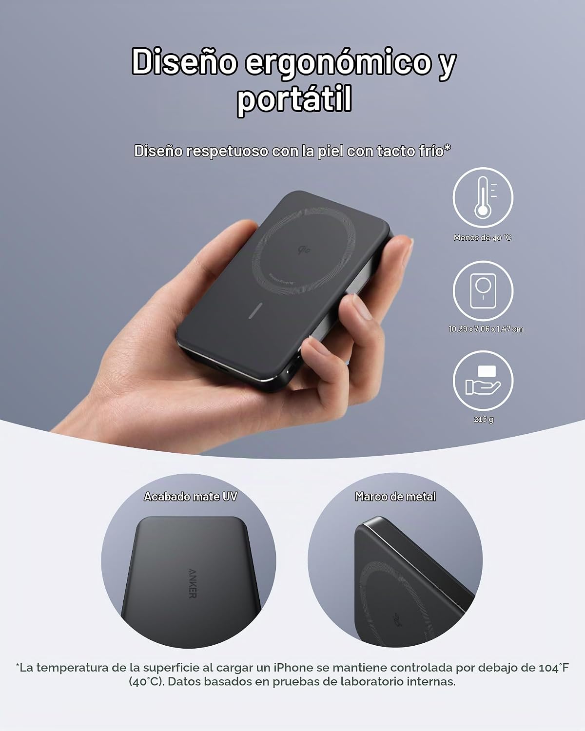 Anker MagGo Power Bank MagSafe Ultrafina 10000 mAh, Qi2, 15 W