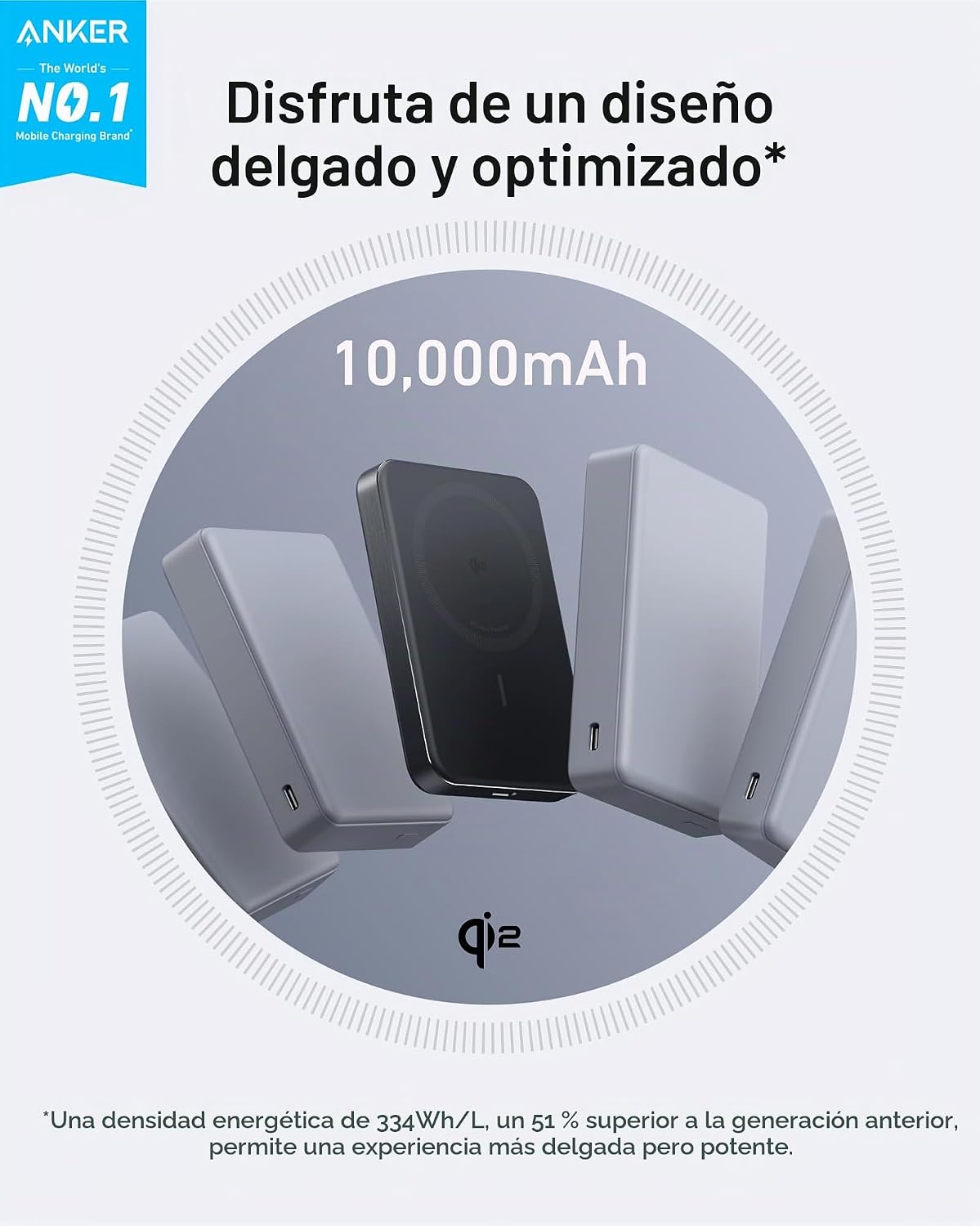 Anker MagGo Power Bank MagSafe Ultrafina 10000 mAh, Qi2, 15 W