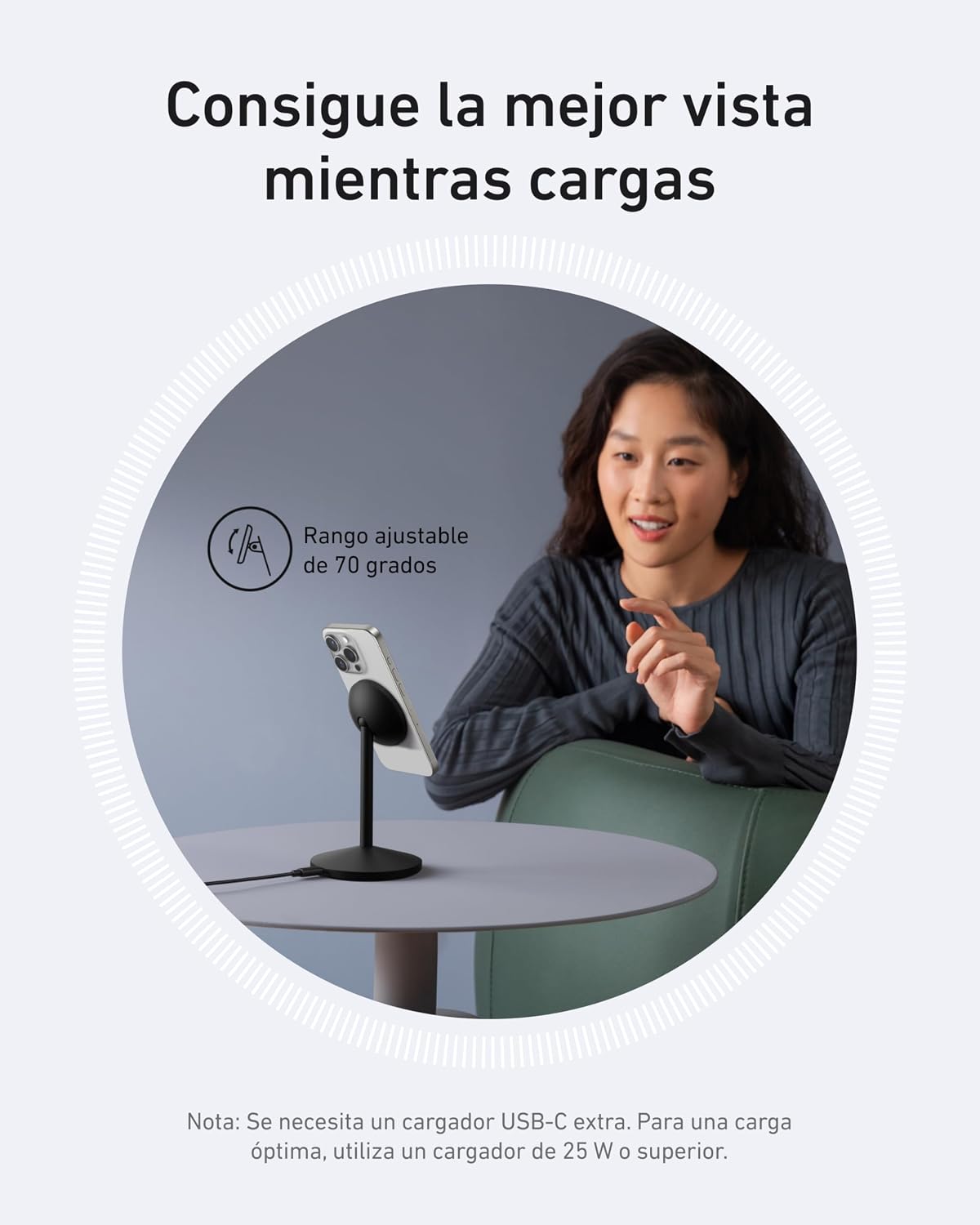 Cargador inalámbrico Anker MagGo (con soporte,15W)