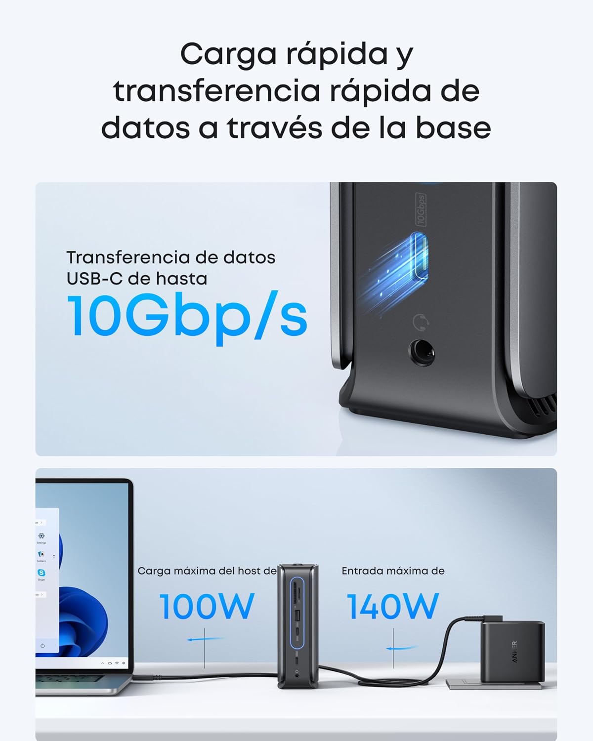 Estación de acoplamiento Anker Nano (13 en 1, triple pantalla, concentrador desmontable integrado)
