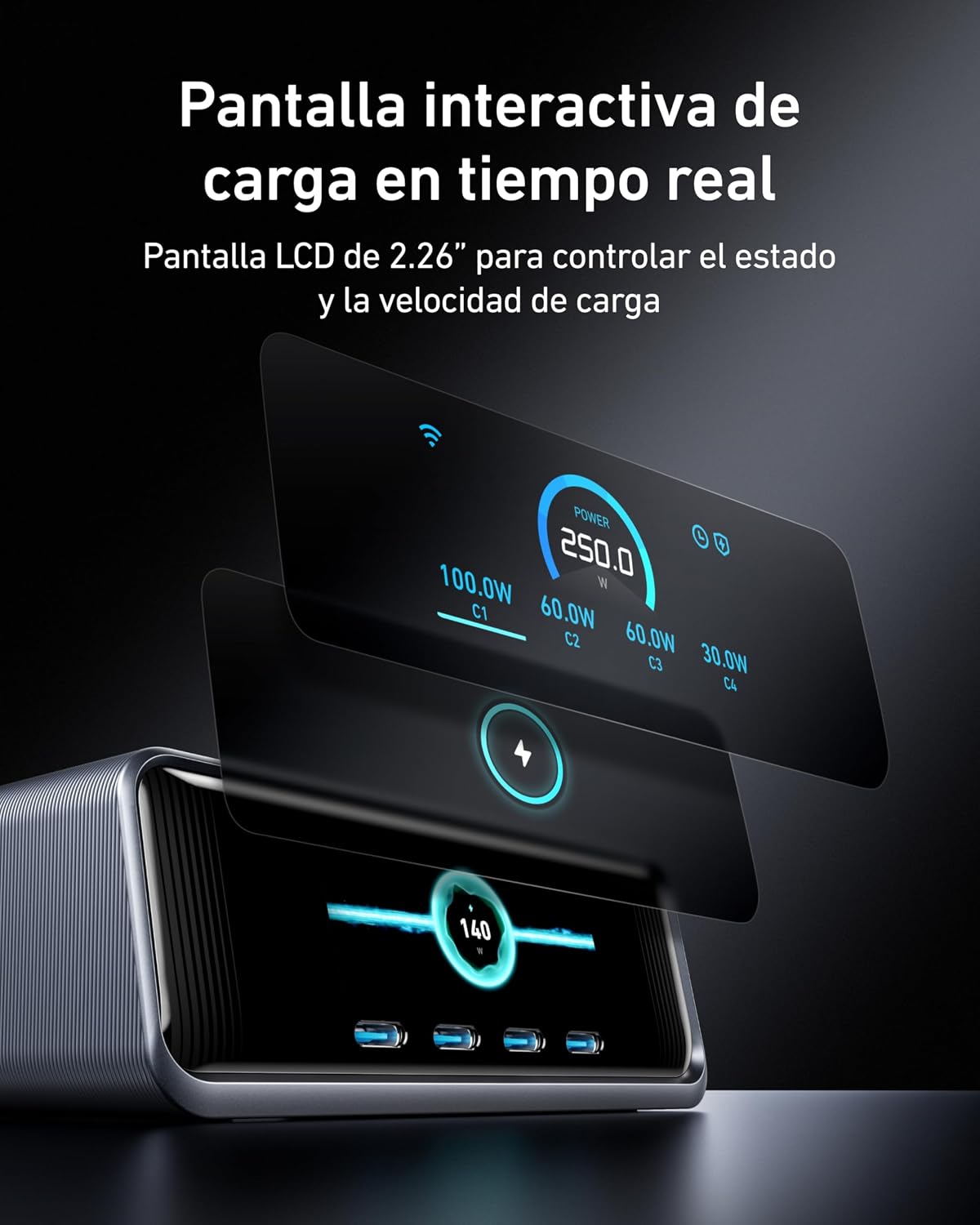 Anker Prime Carga Rapida Cargador USB C 250W Estación 6 Puertos