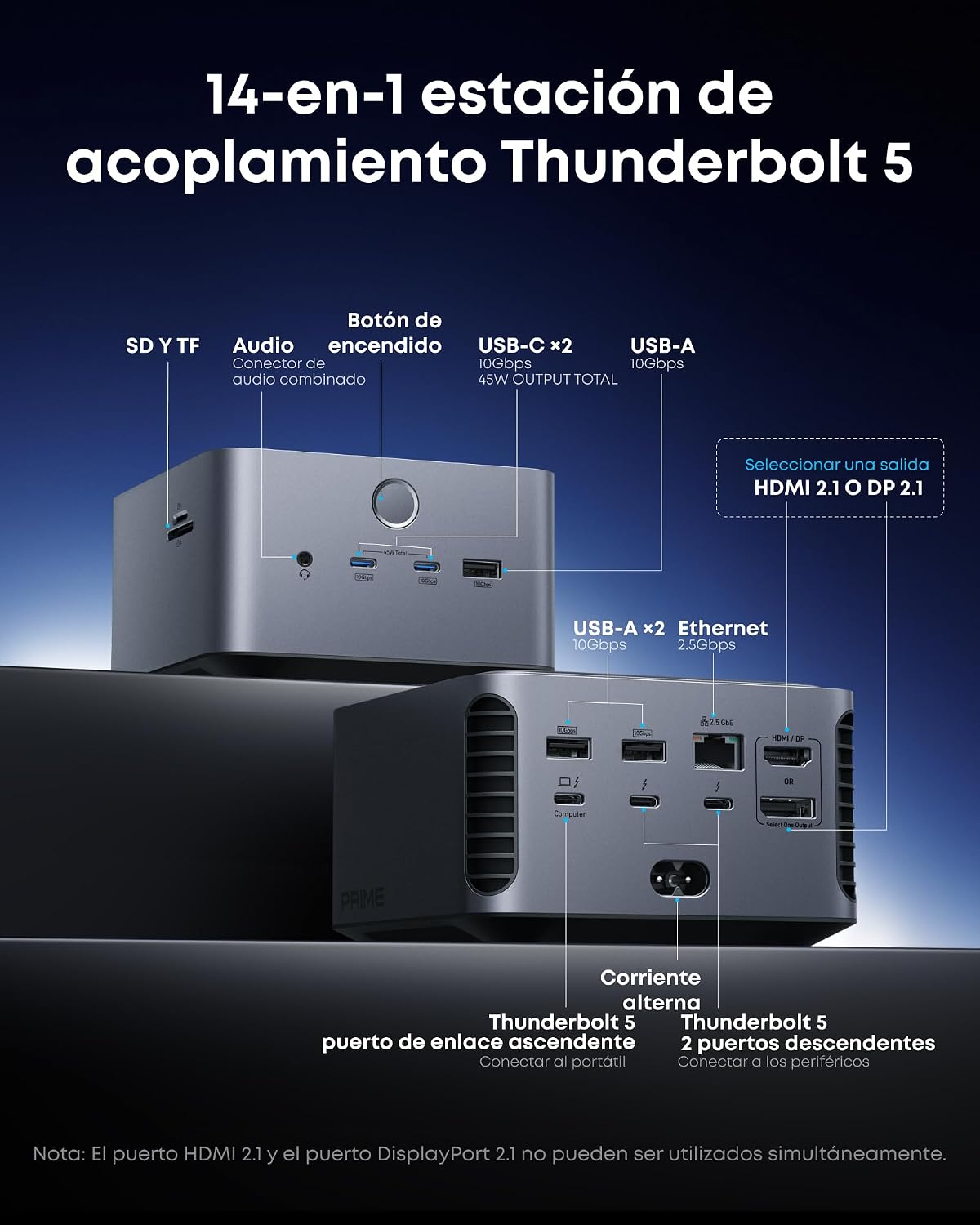 Anker Prime TB5 Docking Station 14 en 1, 120 Gbps, pantalla 8K