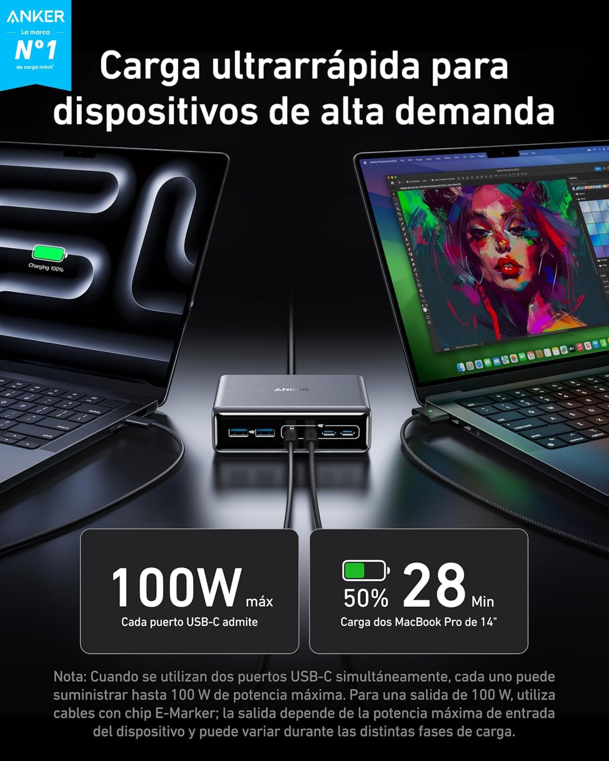 Anker Prime Cargador Carga Rapida USB C 200W