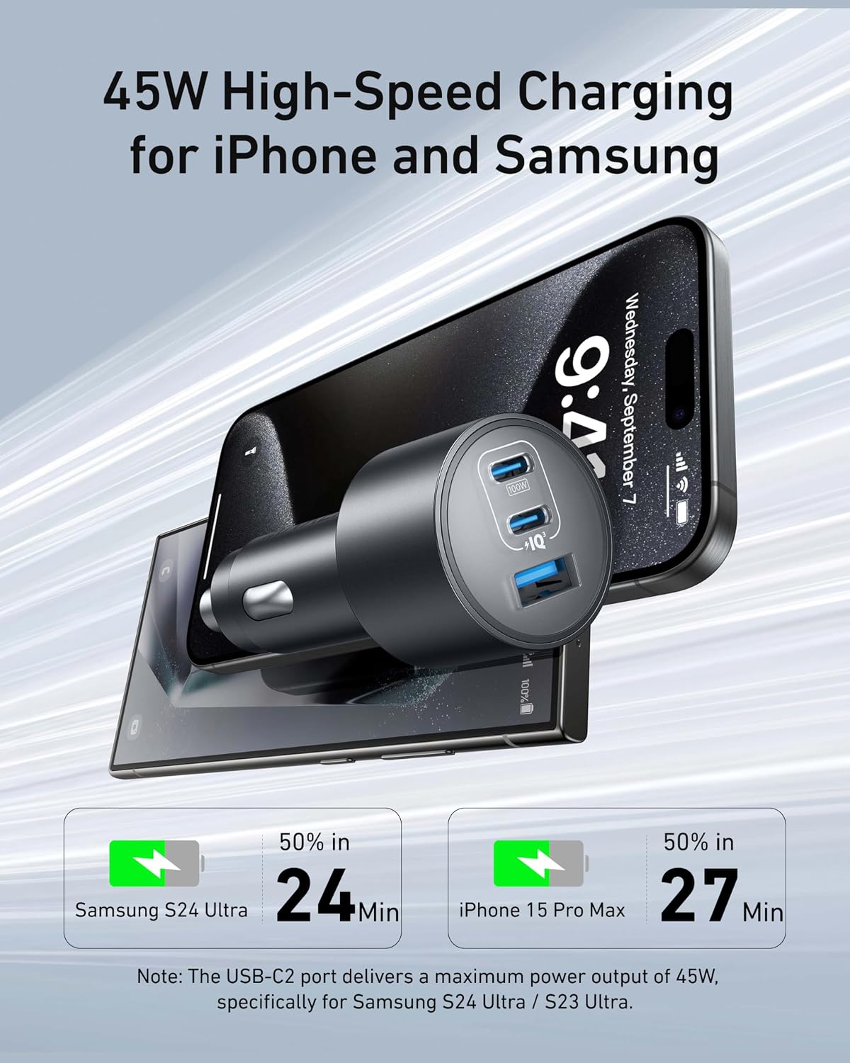 Cargador de coche Anker (167,5 W, 3 puertos)