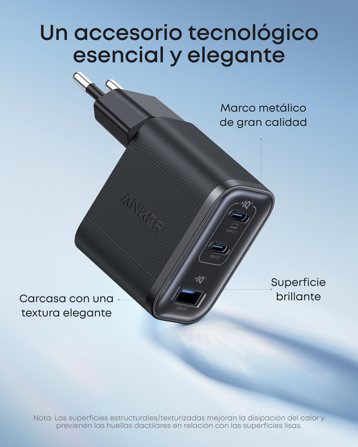 Cargador Anker Nano (70W, 3 puertos)