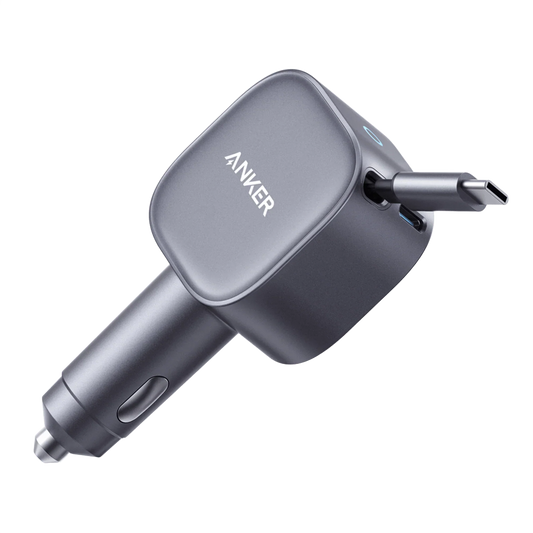 Cargador de coche Anker Nano (75 W, puerto USB-C, cable USB-C retráctil integrado)