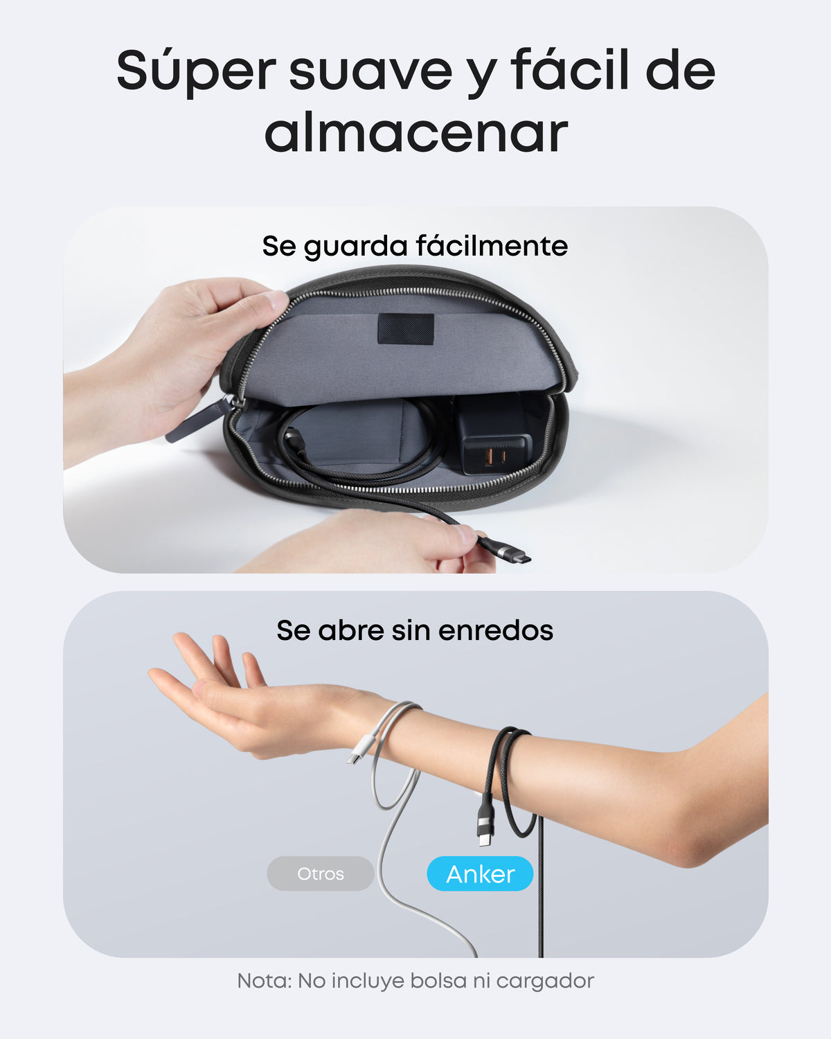 Cable USB-C a USB-C de Anker (90 cm/180 cm, 240 W, trenzado reciclado)