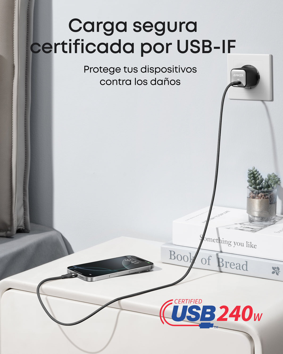 Cable USB-C a USB-C de Anker (90 cm/180 cm, 240 W, trenzado reciclado)
