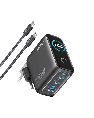 Anker Cargador Carga Rapida USB C 100W con 3 Puertos GAN