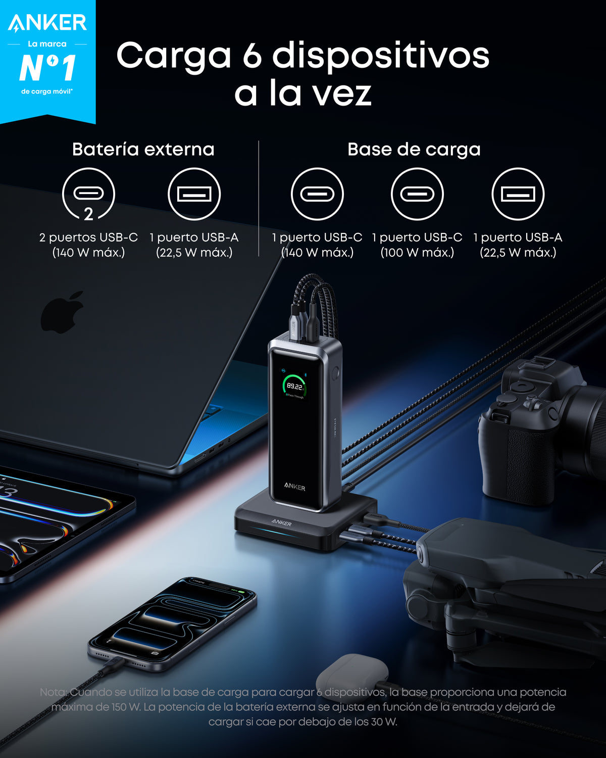 Anker Prime Power Bank 26.250 mAh, 300 W, 3 Puertos