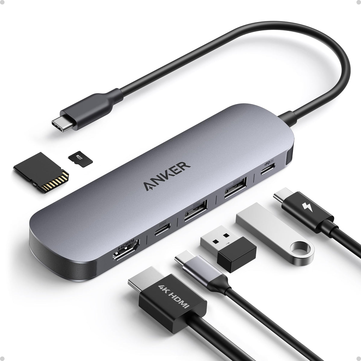 Anker Hub USB C 7 en 1, HDMI 4K 60 Hz, 100 W, SD y TF
