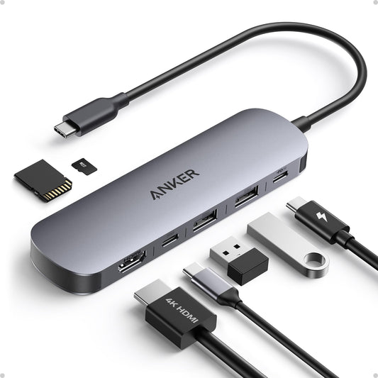 Anker Hub USB C 7 en 1, HDMI 4K 60 Hz, 100 W, SD y TF