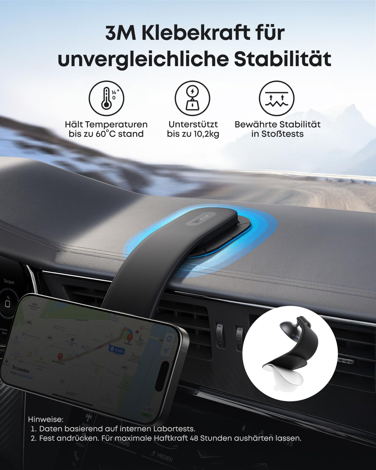 Cargador inalámbrico para coche Anker Nano (magnético, base de carga desmontable)