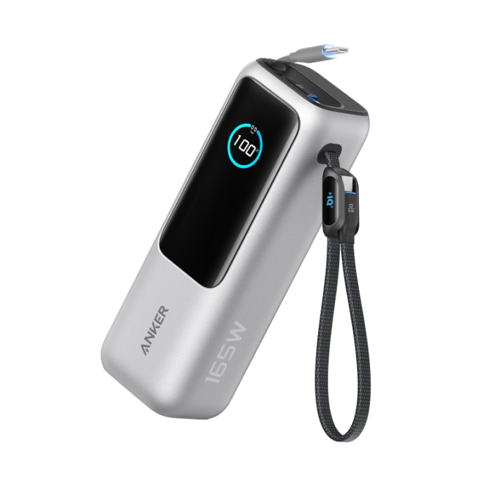 Batería externa Anker (25K, 165W, cable integrado y retráctil)