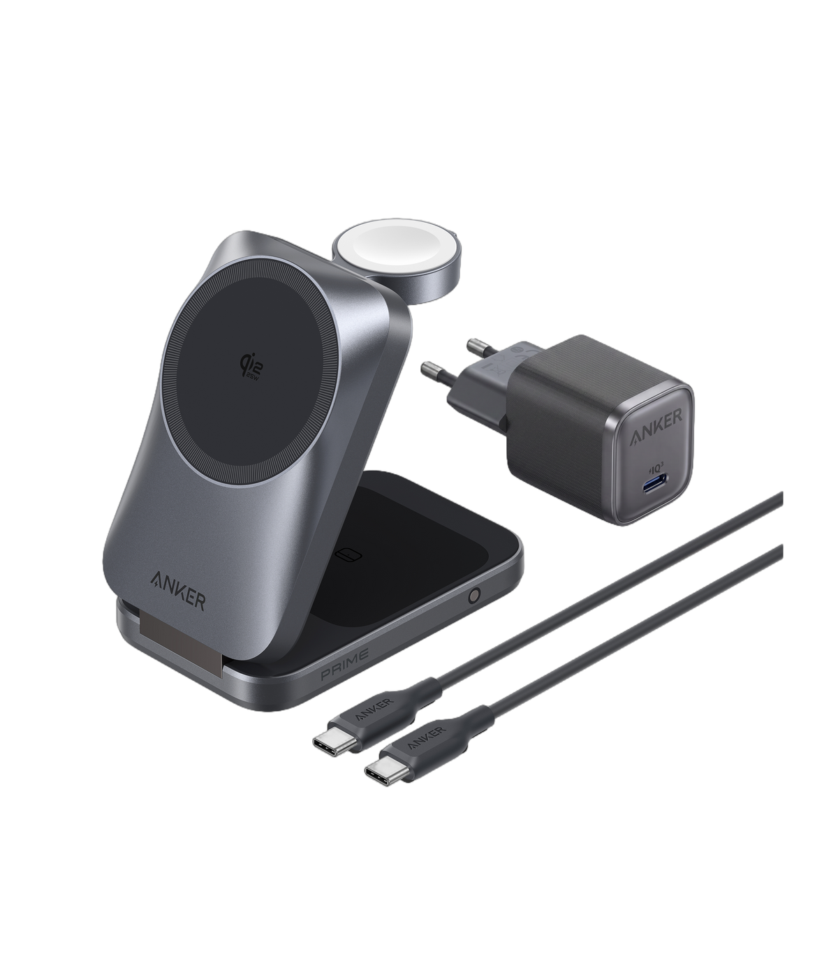 Anker Prime Cargador Inalámbrico iPhone 3 en 1 Plegable Qi2.2 25W, AirCool