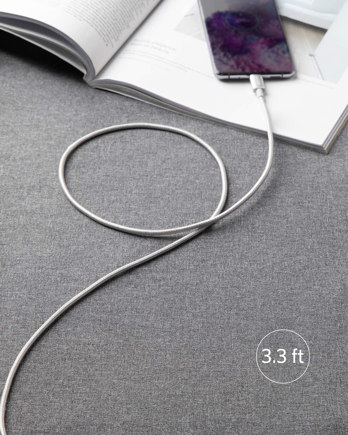Paquete de 2 cables USB C a USB C de nailon nuevos (1 metro, 60 W)